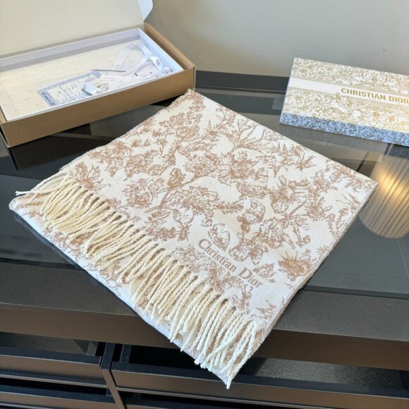 DIOR pattern print wool yarn scarf for women pink - Picture 7 of 9